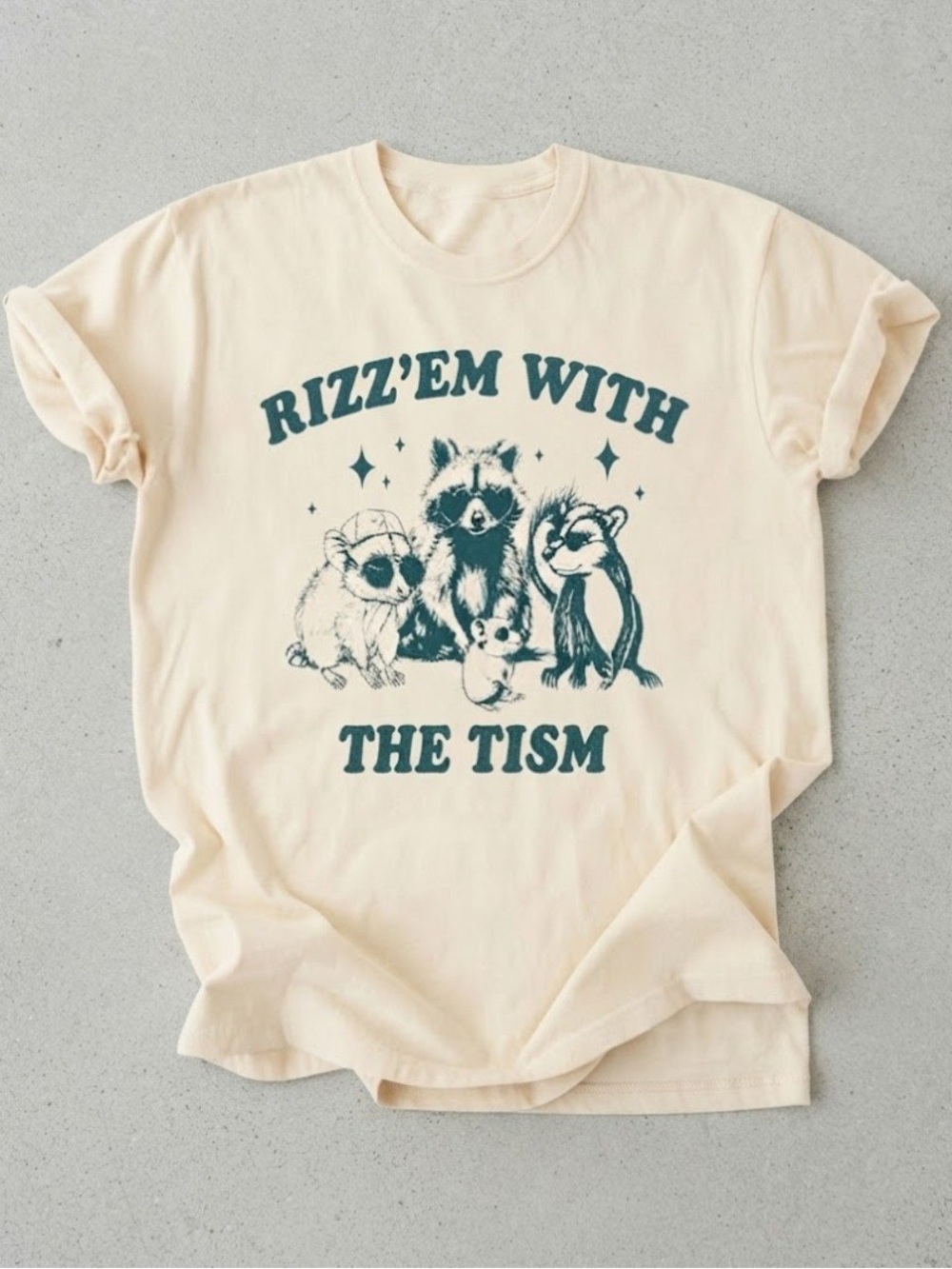 Rizz'em With The Tism Raccoon Possum Art Gildan T-Shirt